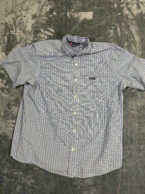 Chaps Mens Short Sleeve Button-Down Shirt Plaid  XL Casual